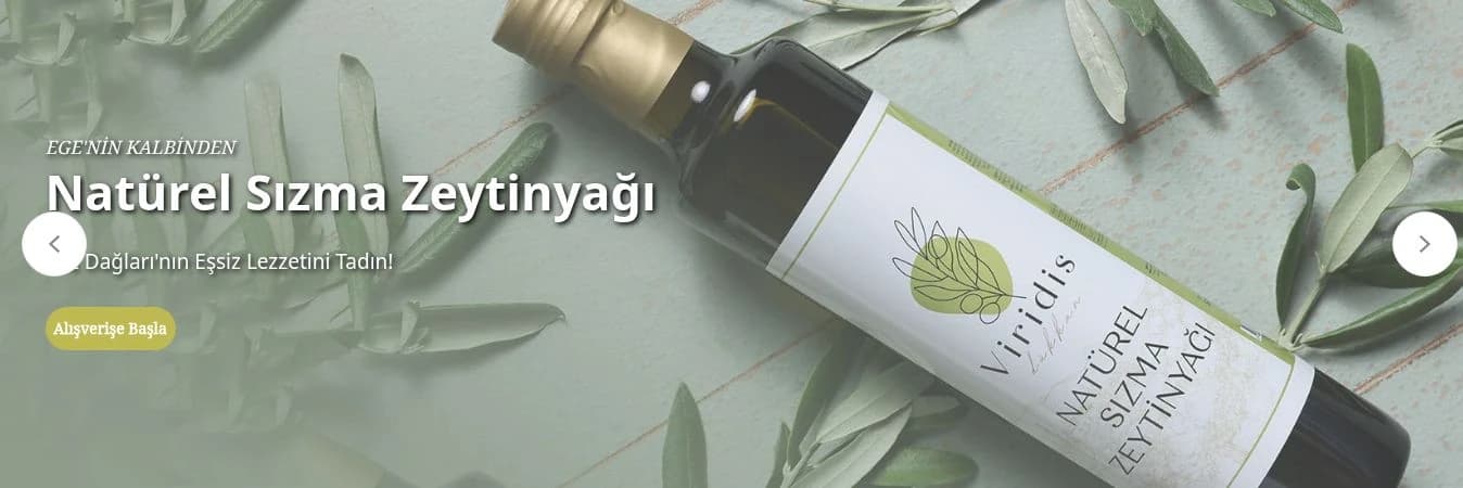 Viridis Dükkan ana sayfa banner'ı: natürel sızma zeytinyağı