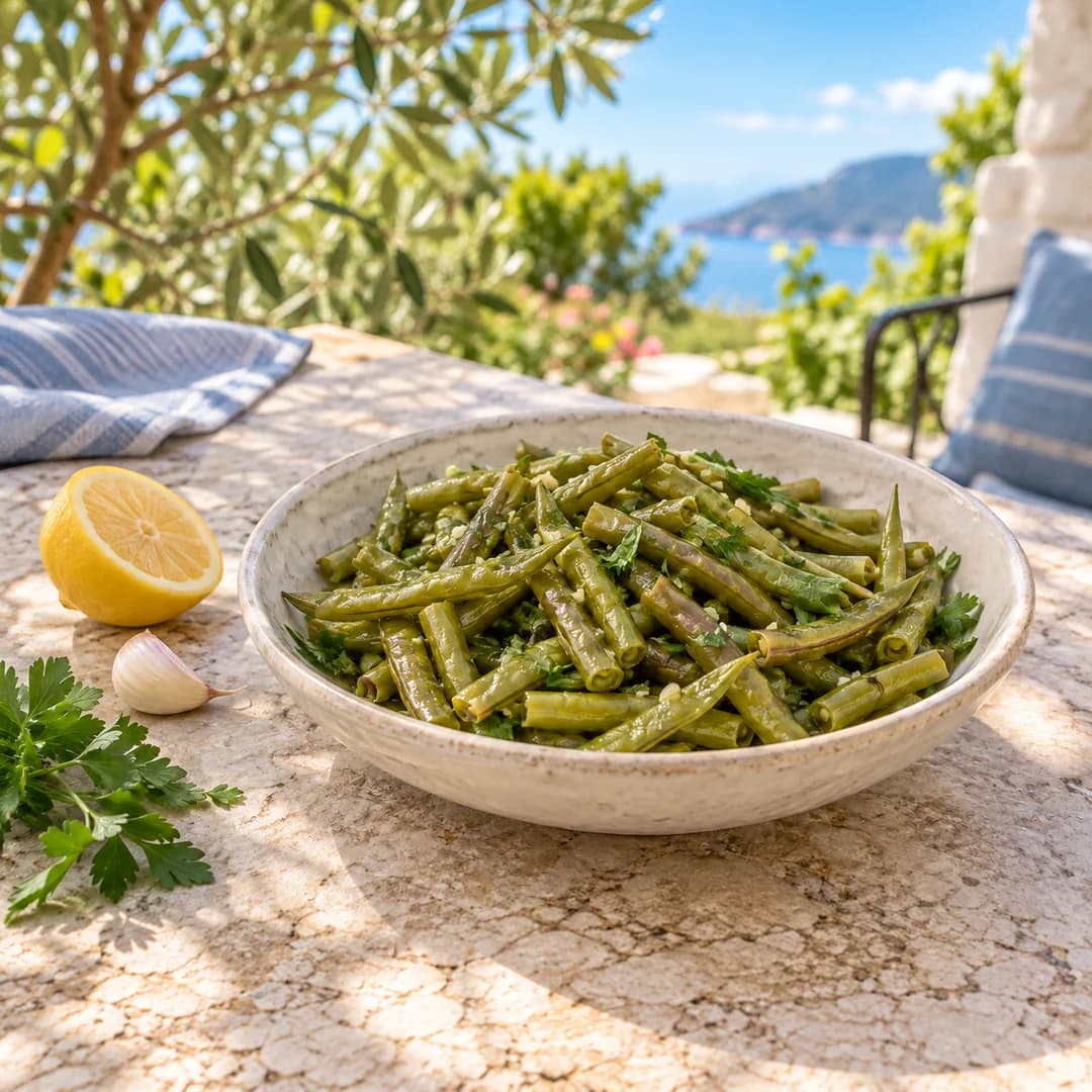 Zeytinyağlı taze börülce salatası: limon, sarımsak ve maydanoz eşliğinde
